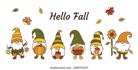 Hallo Herbst. Furchenbanner im Herbst. Ideal für die Erntezeit. Cartoon-Stil. Vektorgrafik.