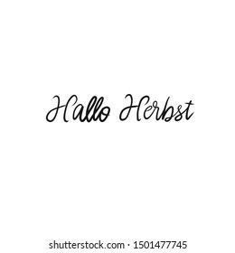 Hello Fall in German vector hand lettering "Hallo Herbst"