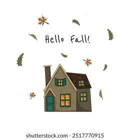  Hola otoño tarjeta de felicitación. otoño acogedor