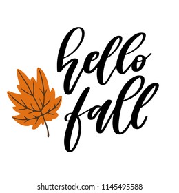 Hello Fall! Hand lettered calligraphy quote 