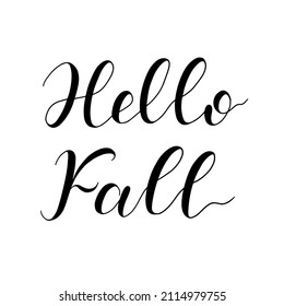 Hello Fall hand lettering. Hand drawn vector illustration.