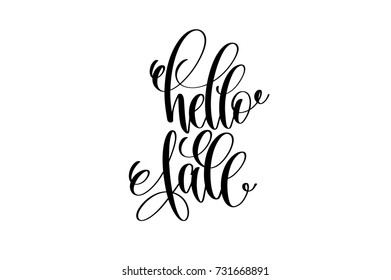 hello fall hand lettering inscription to november holiday design, calligraphy vector illustration