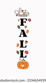 Hello Fall Porch Sign, Fall Porch, Autumn Sign Design, Fall Welcome, Farmhouse Sign, Cricut Designs, Silhouette Files, Vector Files for Cricut