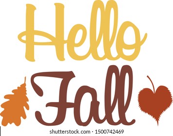 hello fall print autumn vector illustration