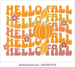 Hello Fall Retro,Fall Svg,Autumn Svg,Pumpkin Svg,Fall Quotes Svg,Retro Groovy,Thanksgiving Svg,Cut File