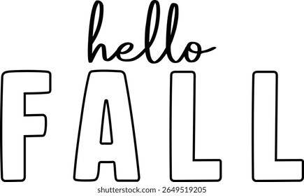 Hello Fall T-Shirt Design – Minimal Autumn Typography Graphic for Seasonal Fashion