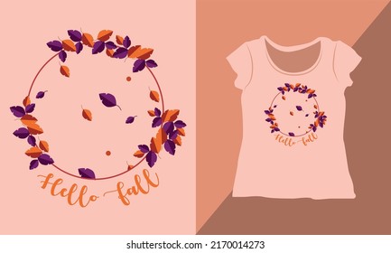 Hello Fall T-shirt design print. T-shirt Design For Your Business