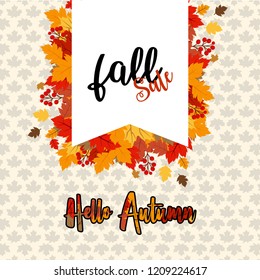 Hello Fall typography with creative design vector 
