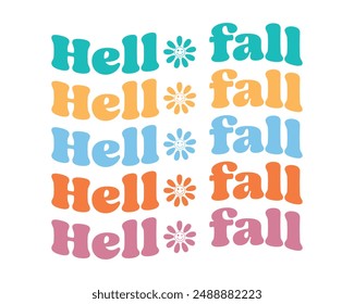 Hello fall  typography retro t-shirt design