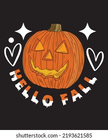 HELLO FALL VECTOR ART CUSTOM T-SHIRT DESIGN