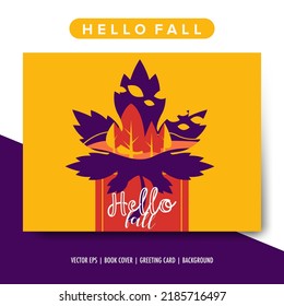 Ilustración vectorial de otoño de Hello para tarjeta de felicitación y tarjeta de invitación
