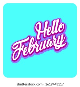 hello February background poster banner typography lettering