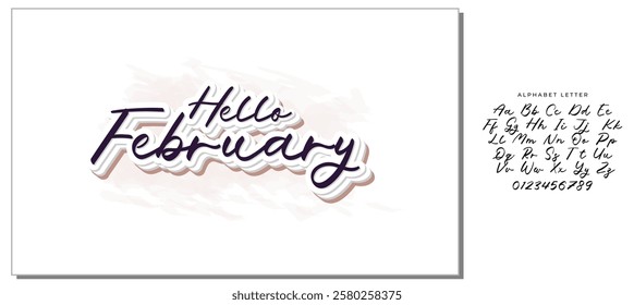 Hello February greeting card, on white  background
