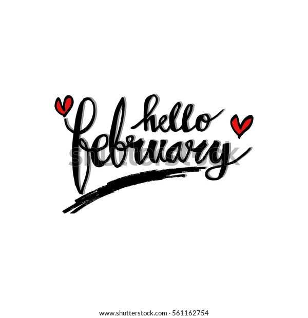 Hello February Hand Drawn Design Calligraphy Stock Vector (Royalty Free ...