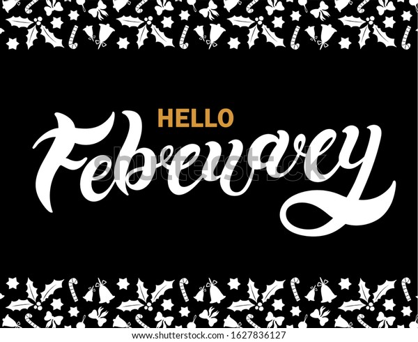 Hello February Hand Drawn Lettering Vector Stock Vector Royalty Free