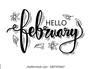 Hello February Hand Lettering Stock Vector (Royalty Free) 1007319667 ...