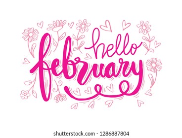 Hello February Hand Lettering Stock Vector (Royalty Free) 1286887804