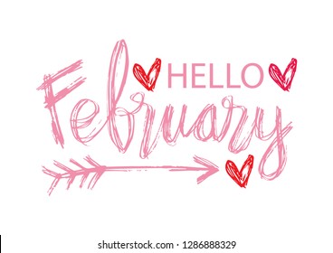 Hello February hand lettering