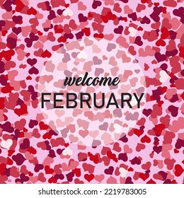 Hello February hand lettering. welcome february. suitable for greetings card.