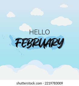 Hello February hand lettering. welcome february. suitable for greetings card.