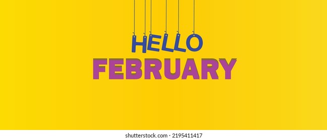 Hello February illustration with attractive background.