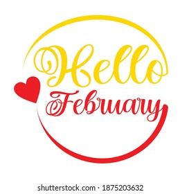 Hello february logo design vector