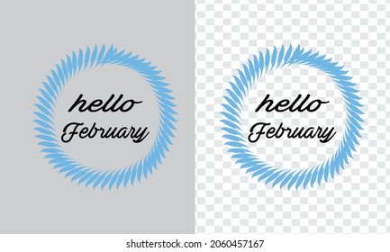  Hello February Month Hand Lettering png With Flowers