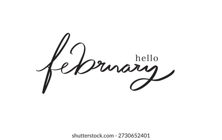 hello february month text font calligraphy hand written lettering script black color object icon hallo february month greeting card winter hello february month cleebration winter happy valentine day 