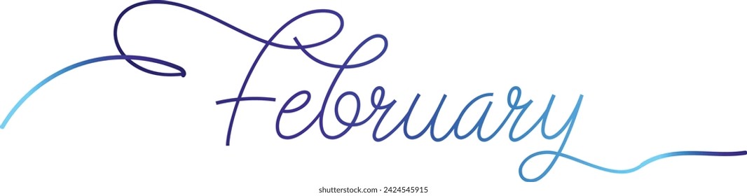 Hello February. FEBRUARY month vector with Flowers and butterfly. Decoration letters ornaments. Illustration February