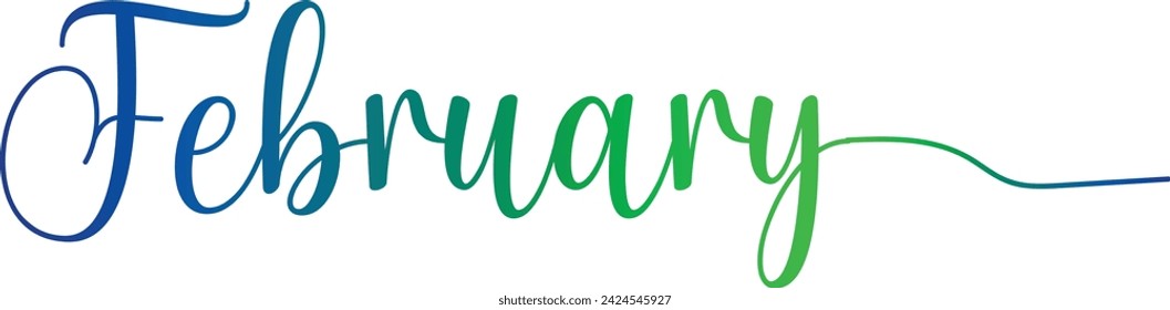Hello February. FEBRUARY month vector with Flowers and butterfly. Decoration letters ornaments. Illustration February