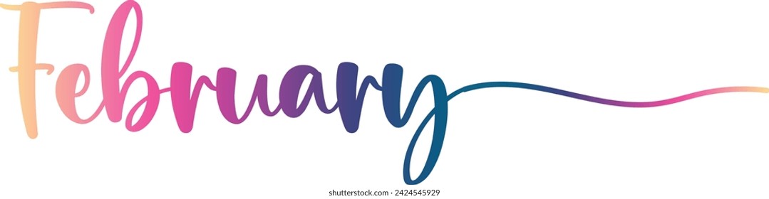 Hello February. FEBRUARY month vector with Flowers and butterfly. Decoration letters ornaments. Illustration February