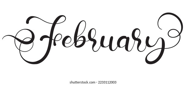 Hello February. FEBRUARY month vector with ornaments. Decoration letters. Illustration February Calendar