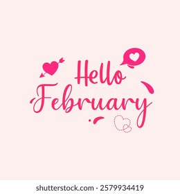 hello february in pink background