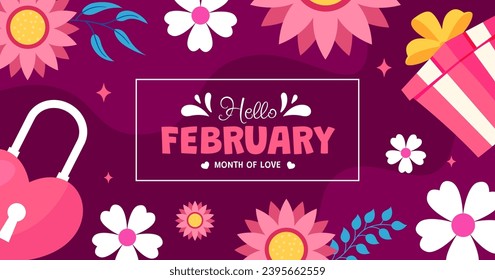 Hallo Februar Post Flat Cartoon handgezeichnete Vorlagen Hintergrundbild Illustration