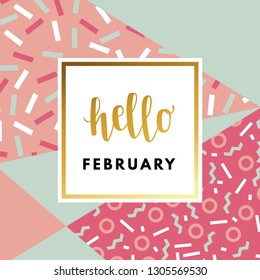Hello February romantic creative, beautiful, minimal greeting card