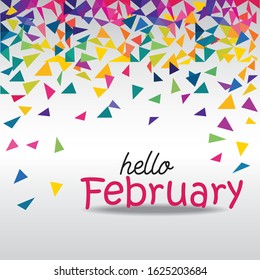 Hello February - Vector concept design for greeting, new month