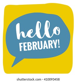 Hello February! (Vector Flat Design - Brush Lettering)