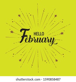 Hello february vector template. Design for banner and greeting cards.