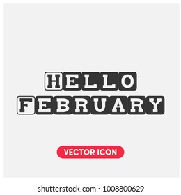 Hello February Vector Typographic Icon Illustration