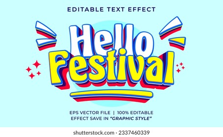 Hello festival retro text effect template