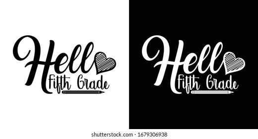 Hello Fifth Grade Printable Vector Illustration