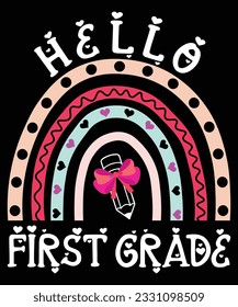 Hallo First Grade Zurück zur Schule T Shirt Druckvorlage