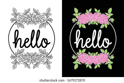 Hello Floral Printable Vector Illustration