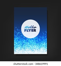 Volante Hello - Diseño de volante, tarjeta o cubierta con fondo de patrona azul - Fiesta, identidad corporativa, Navidad, Año nuevo o plantilla de diseño de anuncios