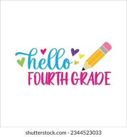 Hello Fourth Grade Svg Png, Retro Back to School Svg Png, Back to School Shirt, 4th Grade Vibes, Fourth Grade Squad, Digital Download Files