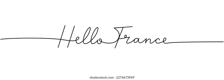 Hello France - word with continuous one line. Minimalist drawing of phrase illustration. France country - continuous one line illustration.