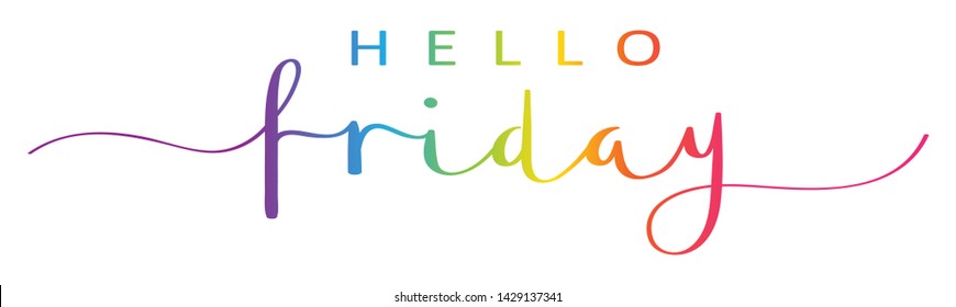 HELLO FRIDAY brush calligraphy concept word typography banner