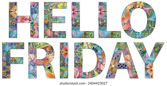 HELLO FRIDAY. Colorful typography text banner. Vector the word February