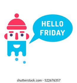 Hello friday. Icon vector design. Smiling face, illustration on white background. 