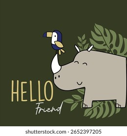 hello friend animals art design vector for tshirt